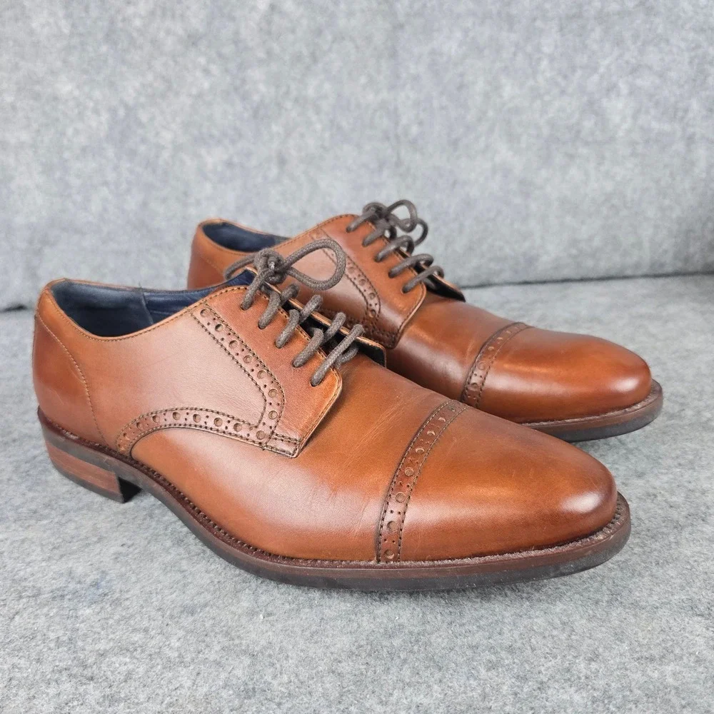 Cole Haan Grand.OS Shoes Mens 9.5 Tan Leather Cap Toe Brogue Oxford
